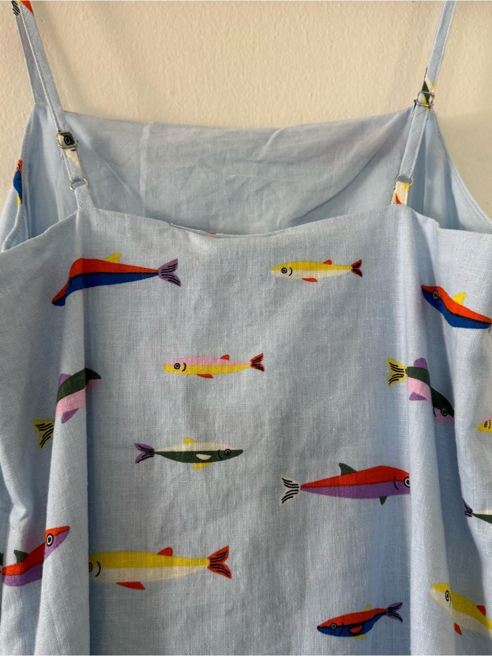 NWT Magaschoni Light Blue Fish Print Mini Dress - Picture 5 of 13